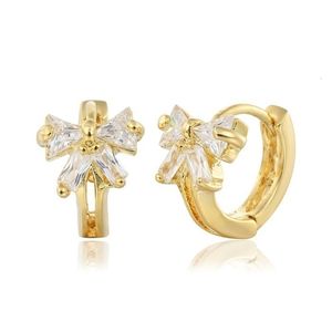 Stud mignon Bowknot Zircon CZ petites boucles d'oreilles Huggie Hoop pour femmes filles bébé enfant enfant en laiton couleur or anti-allergique bijoux Aretes 230829