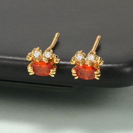 Stud Cute Crab oorbellen Ocean Mini Red Crystal Earring For Women Koreaanse stijl accessoires mode sieraden meisje kerstcadeau