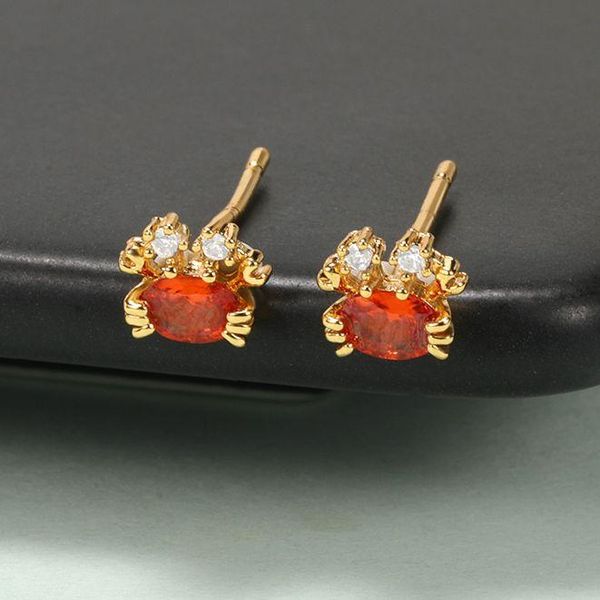 Stud mignon crabe boucles d'oreilles océan Mini rouge cristal boucle d'oreille pour les femmes Style coréen accessoires mode bijoux fille cadeau de noël