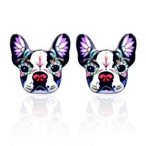 Stud mignon émail impression chien boucles d'oreilles pour femmes Colorf chiot animal dessin animé ethnique mode bijoux cadeau livraison directe Dhylg