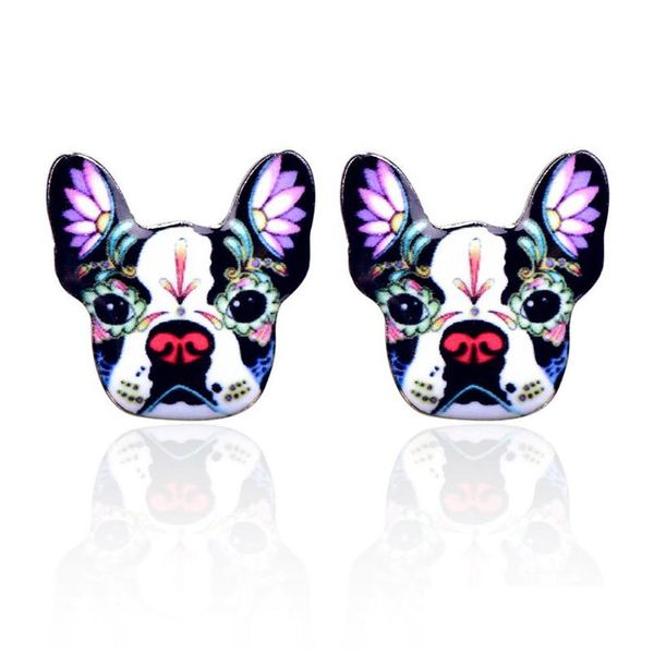 Stud mignon émail impression chien boucles d'oreilles pour les femmes Colorf chiot Animal dessin animé ethnique mode bijoux cadeau livraison directe Dhklp