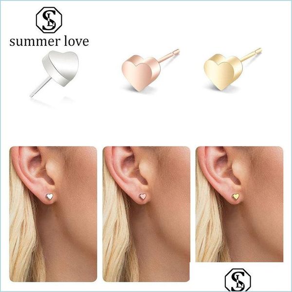 Stud Mignon Coeur En Acier Inoxydable Boucles D'oreilles Pour Les Femmes Petit Amour Rose Or Sier Or Boucle D'oreille De Mode Bk Articles En Gros Pu Sexyhanz Dh0Yf