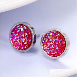 Boucles d'oreilles Druzy simples et mignonnes Boucles d'oreilles exquises en acier inoxydable pour femmes Bijoux Accessoires Vente en gros Drop Delivery Dhmue