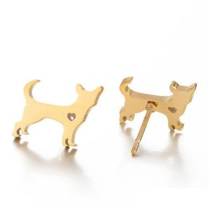 Stud mignon beau chien en acier inoxydable pour femmes enfants bijoux à la mode forme animale boucles d'oreilles filles cadeau d'anniversaire livraison directe Dhegs