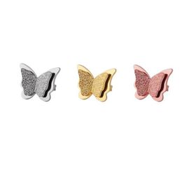 Goujon mignon or rose givré papillon filles exquis en acier inoxydable animal boucle d'oreille pour femmes enfant bijoux cadeau 1 paire livraison directe Earri