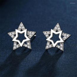 Stud Cute Star Earrings vrouwen accessoires op oor topkwaliteit zilver 925 sterling vrouwelijk sieraden geschenk met glanzende stenen moni22