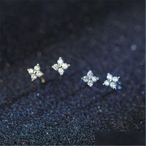 Stud Cz piedra pavimentada pequeña flor chica Stud pendiente para Sier Gold Mini regalo de boda 340 Q2 Drop Delivery 2022 joyería Dhsps