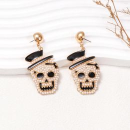 Stud Dangle Lustre Dangle Boucles d'oreilles Mew Halloween Boucle d'oreille Mignon Fantôme Perle Crâne Pour Femmes Bijoux En Gros Bijoux Designer Boucles D'oreilles2024