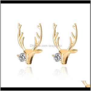 Stud bois de cerf alliage femmes boucles d'oreilles or blanc K couleurs Elk Point oreille anneaux mode bijoux livraison directe 2021 8A1Sz