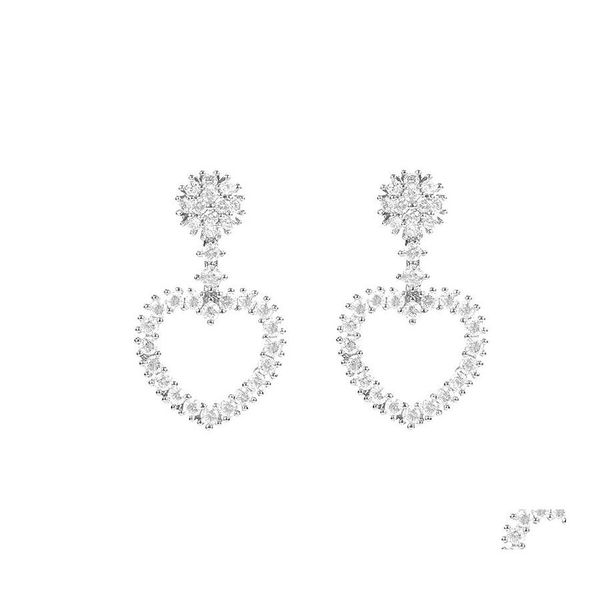 Stud Design Cubic Zirconia Heart Boucles d'oreilles pour les femmes Fashion Love Cz Micro Pave Dangle Earring Ing Party Jewelry Gift Drop Delivery Otrt8