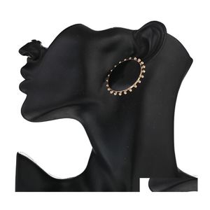 Stud Design Vintage zwarte ronde oorbellen voor vrouwen Boheemse grote emailschilderingverklaring Party sieraden drop levering dhxnl