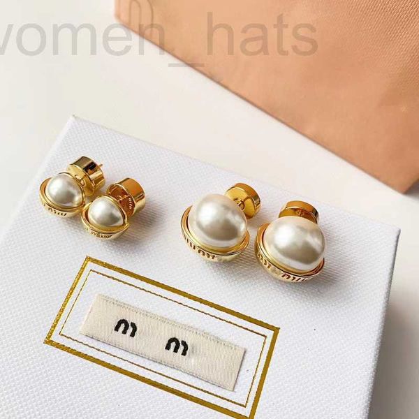 Stud Designer Lettres en or 18 carats Boucles d'oreilles Stud pour femmes rétro vintage luxe perle boule ronde double face porter boucle d'oreille chinoise boucles d'oreilles boucles d'oreilles charme bijoux cadeau Z13