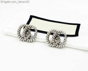 Stud Designer Fashion Hoop Antique Silver Earrings Ladies Party Wedding Paar Geschenk juwelen Beltgordel Box Z230817