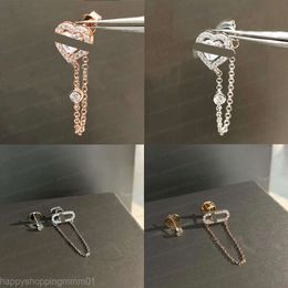 Stud Designer Hoogwaardige oorstekers Oorbellen Messikas-serie Enkele diamant Sliding Asymmetrisch voor vrouwen Valentijnsdag Sieraden Cadeau