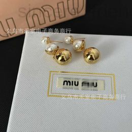 Stud Designer New High Edition Miao Family Full Copper K Gold Gold Electroplated Round Ball Pearl Orees, Luxury Luxur