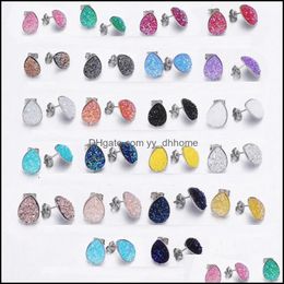 Stud Designer Waterdrop Hars Druzy Drusy Stud oorbellen traan roestvrijstalen handgemaakte studs voor vrouwelijke sieraden drop levering 2021 d dhokf