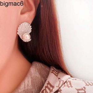 Stud Designer Women oorbellen Pearl Ear Stud Sier Naald Earring Zirconia Diamond dame Elegant Fashion Girl Shell SCallop Shape Earing2024