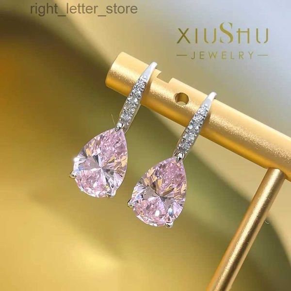 Stud Desire Boucles d'oreilles diamant rose mode gouttes d'eau ornements d'oreille fleur de cerisier rose simulation diamant crochet d'oreille boucles d'oreilles simples YQ231211