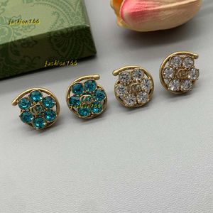 Stud Diamond Flower Letter Stamps Hoop Crystal Petal Earring Gift 2024 Designer Oorbellen Sieraden