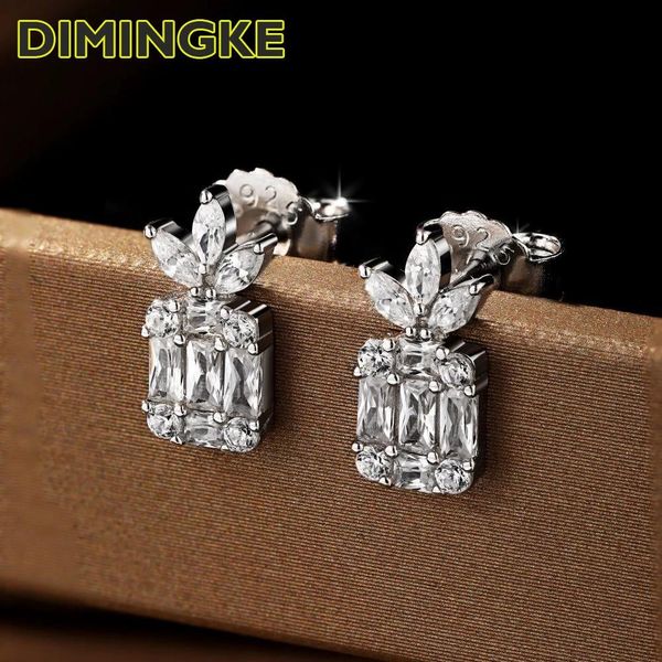 Stud Dimingke 100% S925 Silver Super Flash Zirconium Diamant Moucles d'oreilles pour femmes Bijoux Bijoux Mariage d'anniversaire Gift