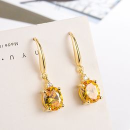 Stud DIWENFU Joyas de oro de 14 quilates Pendientes colgantes para mujer Orechini Aretes De Mujer Joya de topacio real 230719