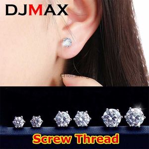 Stud DJMAX Original 925 en argent Sterling filetage dame Moissanite boucle d'oreille nouveau 0.5-2ct Moissanite boucles d'oreilles pour les femmes 2023 YQ240110