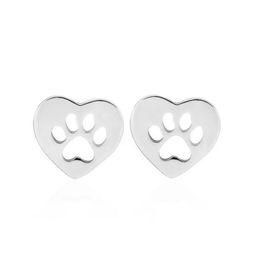 Stud Dog Paw oorbellen Sieraden Vrouwen vergulde gouden holle love heart footprint oor studs Valentijnsdag cadeau drop levering dhhvu