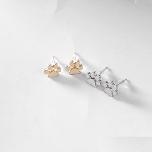 Stud Dog Paw oorbellen Vintage Hollow Print oor Dierlijke voetafdruk Earring Vrouwen Liefhebbers Geschenkdruppel Delivering Sieraden Dhgarden Dhpew