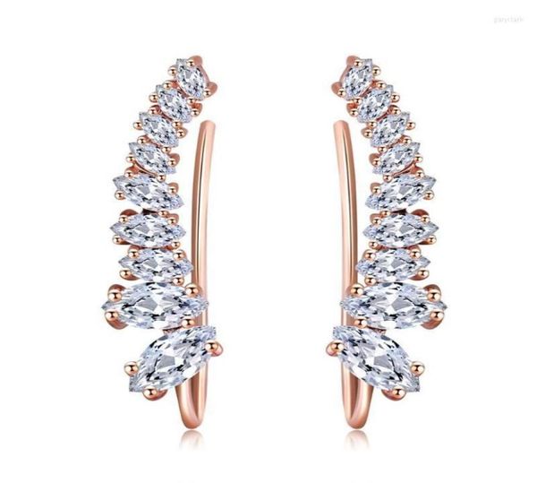 Estudio Doble Fair Shining Angle Ala Purfing Pendientes para mujeres Cúcicas Zirconia Rose White Gold Color Fashion Jewelry DFE791M3526570