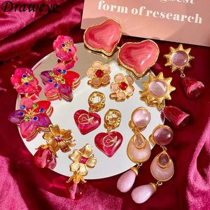 Stud Draweye Vintage rose boucles d'oreilles pour femmes douce mode coréenne élégant fleur bijoux Ins mignon métal Aretes De Mujer 231205