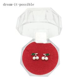 Stud Dream-It Pospotible Fruit Green Cubic Zirconia Real Authentic 925 Sterling Silver Cherry Earrings Charms For Woman Christmas