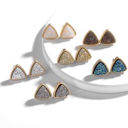 Stud druzy drusy oorbellen goud vergulde driehoek geometrie stenen studoren kerstcadeau levering 2021 sieraden dhseller2010 dhcvx