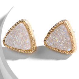 Stud Druzy Drusy Boucles d'oreilles Plaqué Or Triangle Géométrie Pierre Boucles D'oreilles Cadeau De Noël Livraison Directe Bijoux Dhkit