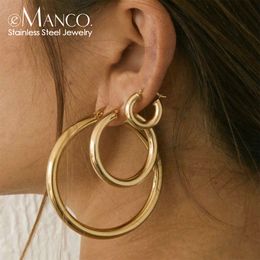 Stud e-Manco Classic roestvrijstalen oor gesp voor dames trendy gouden kleur kleine grote cirkel hoepel oorbellen sieraden accessoires 230901