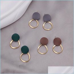 Stud Ear Stud Naald Korea Chic Retro Irregar Frosted Color Disc Circle oorbellen Ins Stijl oorbel voor vrouwen 3709 Q2 Drop levering 20 DHU1P