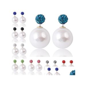 Stud Oorbellen Voor Vrouw Meisje Dubbele Parel Mode-sieraden Brincos Pendientes Ronde Stud Oorbellen Drop Levering Sieraden Oorbellen Dh7Ns