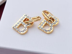 Boucle d'oreille clou BB femme chaîne B XS strass boucles d'oreilles en or/argent Collection emblématique pour femme avec boîte sac anti-poussière Fendave