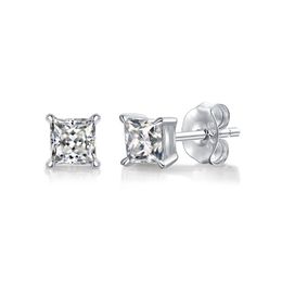 stud earring D Color Princess Cut Moissanite Boucle d'oreille s925 Sterling Sliver Plaqué avec des boucles d'oreilles en or blanc 18 carats pour femmes Fine Jewel314F