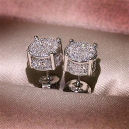 Boucle d'oreille étalon bijoux de vintage 925 argent sterling en or remplissage pave blanc sapphir diamant scintillant des femmes boucles d'oreilles hommes pour le cadeau de l'amant