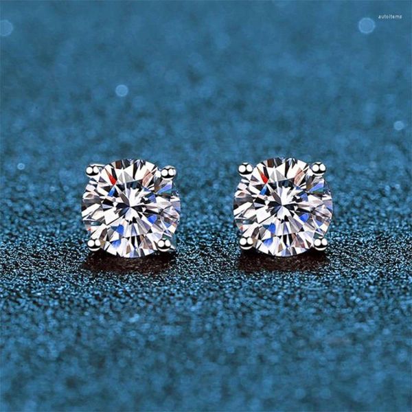 Pendientes de tuerca con diamante de moissanita de 0,3-2 quilates para mujer, pendiente original de Plata de Ley 925 con tuerca trasera