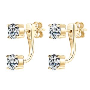 Pendientes de tuerca de 0,5 quilates, color D, moissanita, claridad VVS1, diamante redondo, oro blanco amarillo de 18 quilates, plata de ley S925 para niñas y mujeres