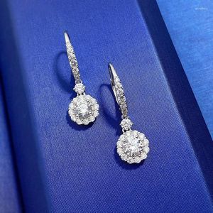 Boucles d'oreilles à tige 1.0ct Lab Diamond Drop pour les femmes en argent sterling 925 plaqué or blanc pendantes bijoux de mariée de luxe