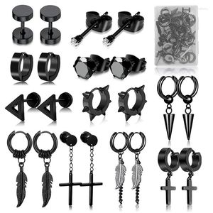 Boucles d'oreilles à tige 1/11 paires en acier inoxydable Punk noir ensemble pour hommes femmes Vintage Hip Hop Piercing oreille bijoux accessoires