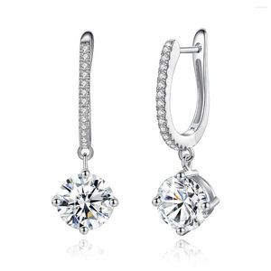 Stud -oorbellen 1.2ct Moissanite dames 925 zilveren drop witgoud kleur bruiloft verloving sieraden verjaardagscadeau