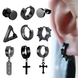 Boucles d'oreilles étalon 1-9 paires de mode noire mode multiples styles Piercing en acier inoxydable pour femmes hommes bijoux de l'oreille hip hop punk