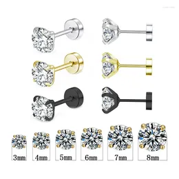 Stud -oorbellen 1 paar/2 pc's roestvrijstalen ronde kristal zirkoon halter voor mannen vrouwen 4 treng tragus kraakbeen piercing sieraden