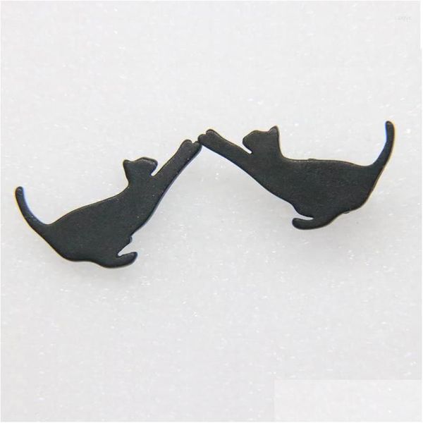 Pendientes de botón 1 par / lindo gato negro Strench Animal regalo buena suerte gota entrega joyería Dhgarden Dhkgb