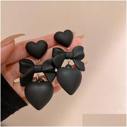 Boucles D'Oreilles 1 Paire Dangle Bijoux De Mode Élégant Cadeau Amour Coeur Bowknot Dangling Drop Delivery Dhgarden Dhqxm