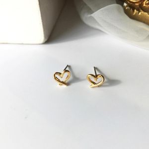 Boucles d'oreilles à clous pour femmes, 1 paire, tige d'oreille, couleur or, cœur, bijoux concis, accessoires quotidiens, 7mm X 6mm