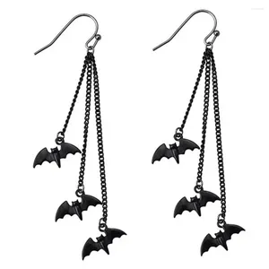 Boucles d'oreilles étalon 1 paire d'originalité de la mode Black Bat longue chaîne Tassel Gothic pour femmes Gift de bijoux d'Halloween